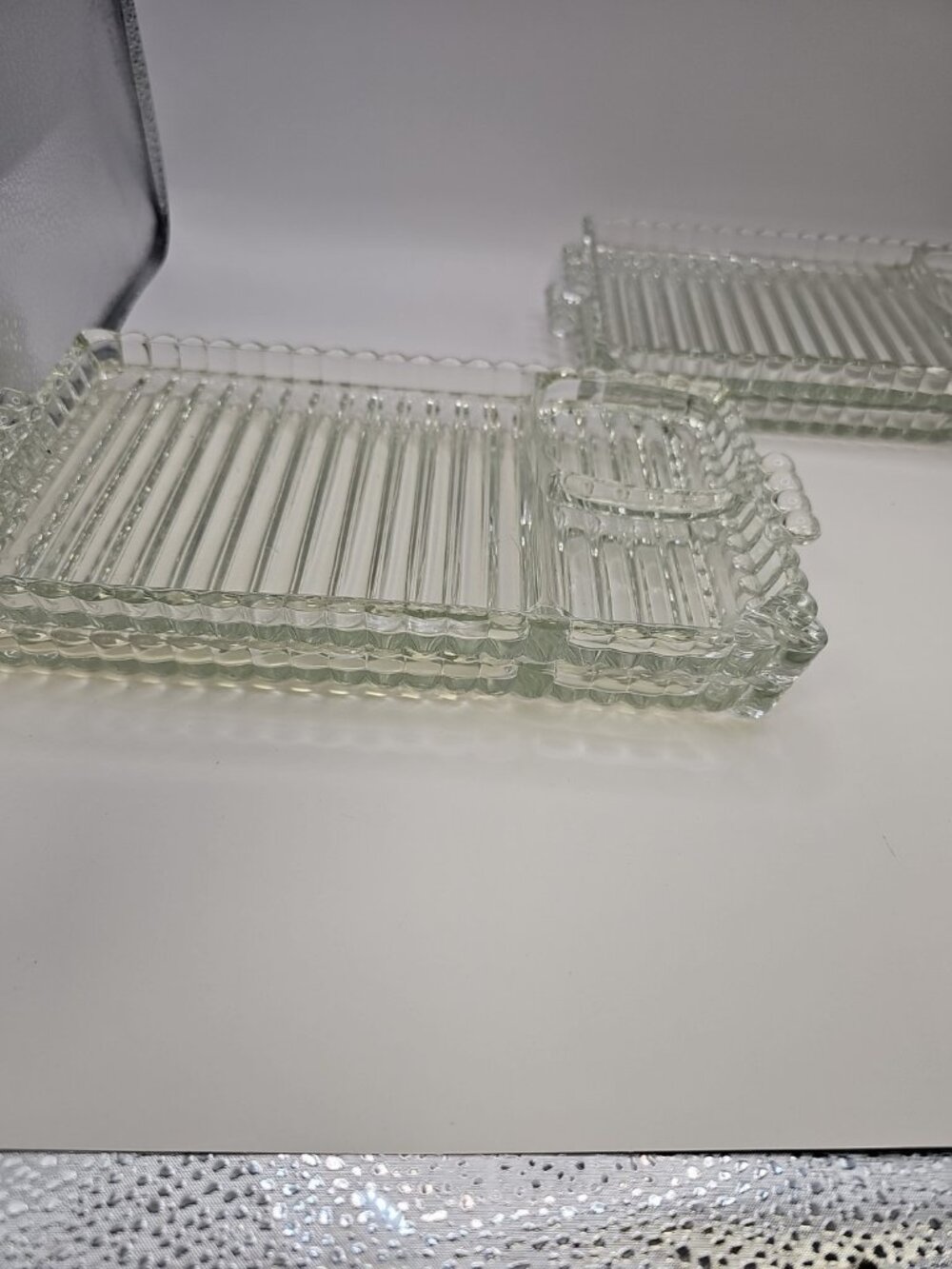 Vintage Glass Sip and Smoke Snack Tray Hazel Atlas Serving Set Of 4